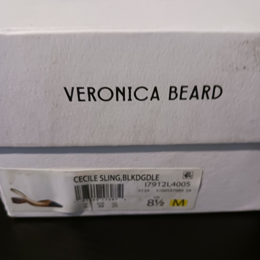 NIB Veronica Beard Cecile Half d'Orsay Slingback Pump 8.5‎ Gold Black Leather - Picture 12 of 12